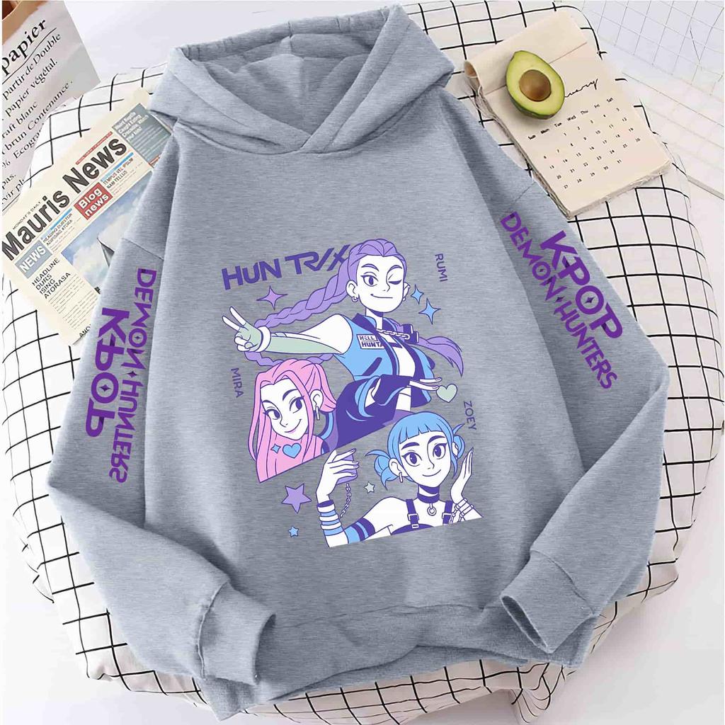 KPop Demon Girls Moda Sudadera Casual Película Nuevo Niños K-Pop Cazadores de Demonios Tops con Capucha Ropa para Niña Pequeña Sudadera con Capucha de Cazadores