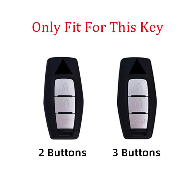Leather Car Key Case Fob Cover Shell Keychain for Mitsubishi Outlander 2023 2/3 Bottons Car Smart Remote Key Holder Accessories