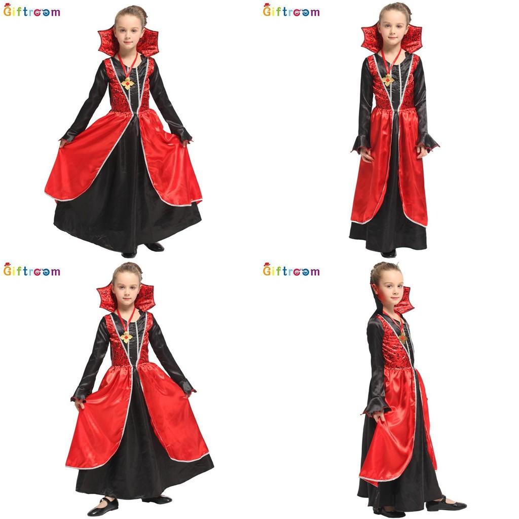 Stunning Witch Vampire Costume For Girls Polyester Fabric Long Dress With Details Enchanting