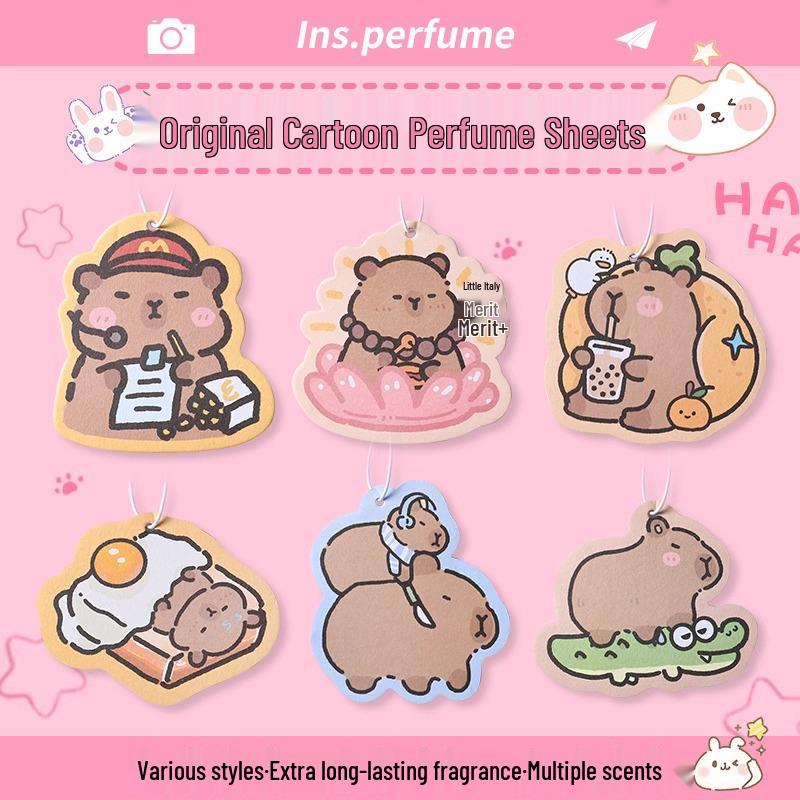 Cartoon Hanging Car Air Freshener, Long-lasting Scent, Odor Eliminator for Car, Wardrobe, and Pendant Accessories