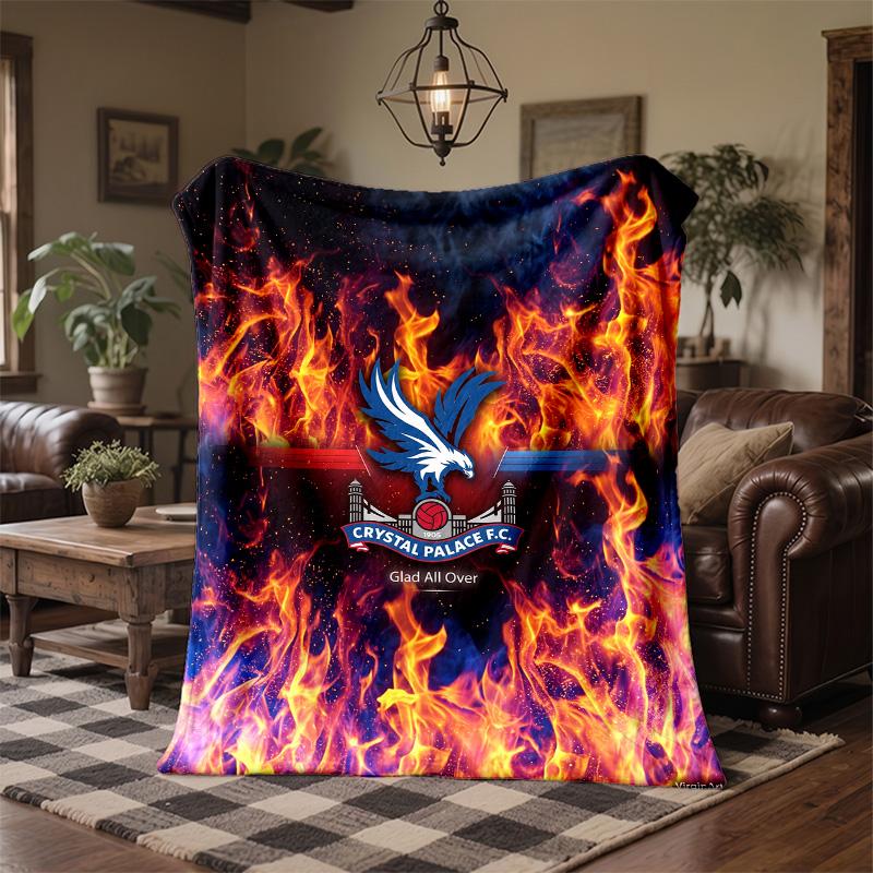 Coperta in Flanella con Stampa del Crystal Palace Calcio Morbida Calda Coperta da Divano/Letto per Casa Ufficio Camera da Letto