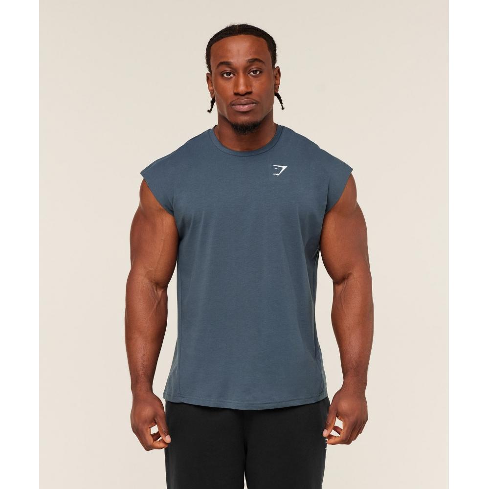 Gymshark Critical Cut Off Tank Gs Stealth Blue A1a2s Ud6s