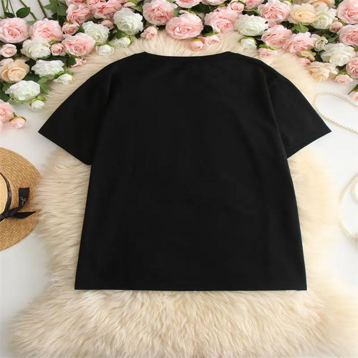 Short-sleeved T-shirt European and American summer new women's fashion casual home commuting versatile round neck short-sleeved T-shirt
