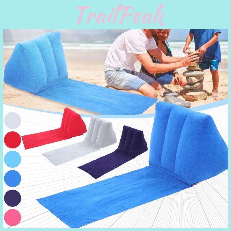Camping Wedge Chill Inflatable Beach Chair Festival Lounger Pillow Cushion Seat