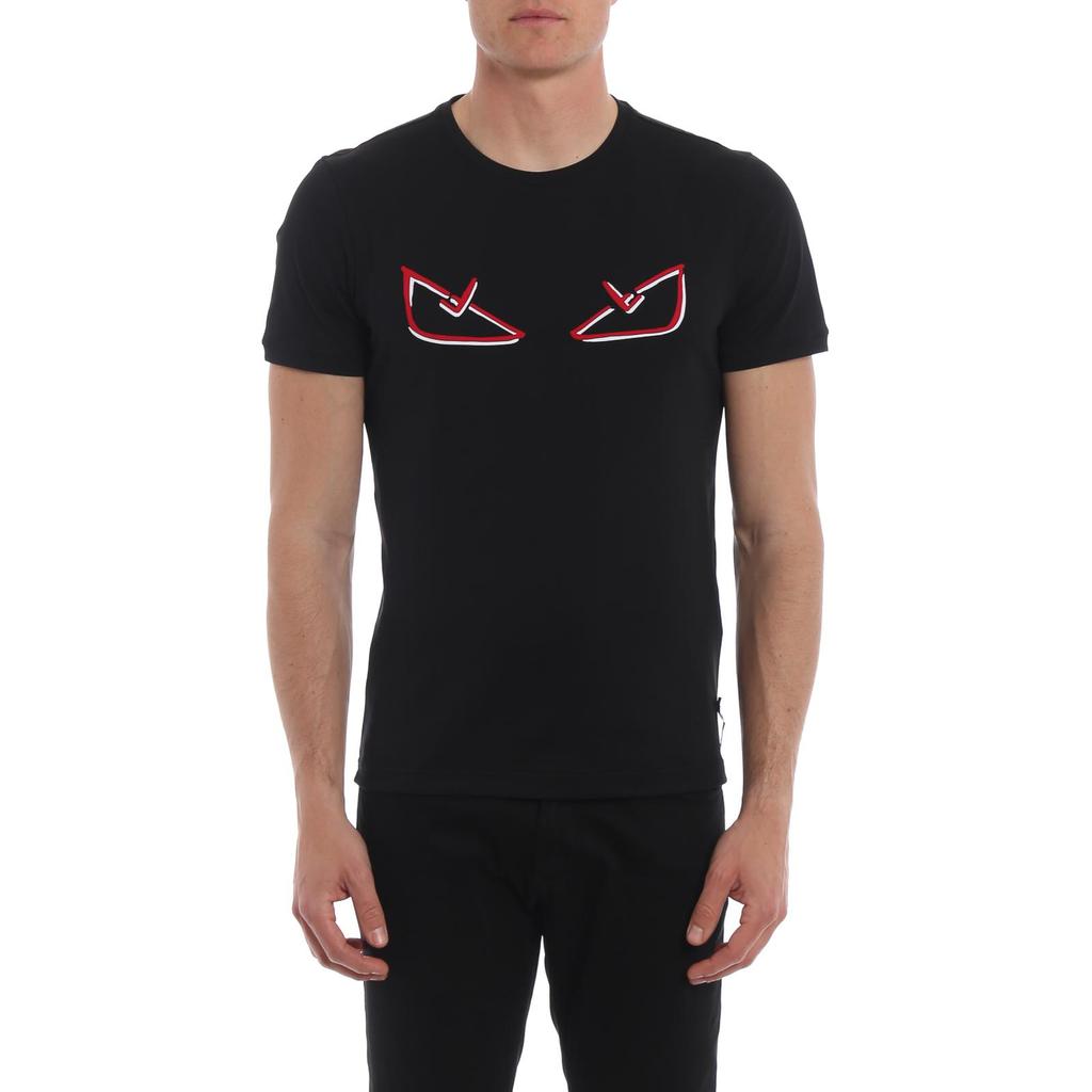FENDI T-Shirts Men's Black Crew Neck Moderate FY0894A6ZGF0QA1