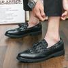 Large Size Men's Casual Low-top Brock Flower Pointed Small Leather Shoes Size 46 British Leather Shoes