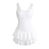 Swimsuit One-piece Swim Suit Simple Backless Belly Covering Swimwear Beach Bathing Skirt Woman with Steel Holders