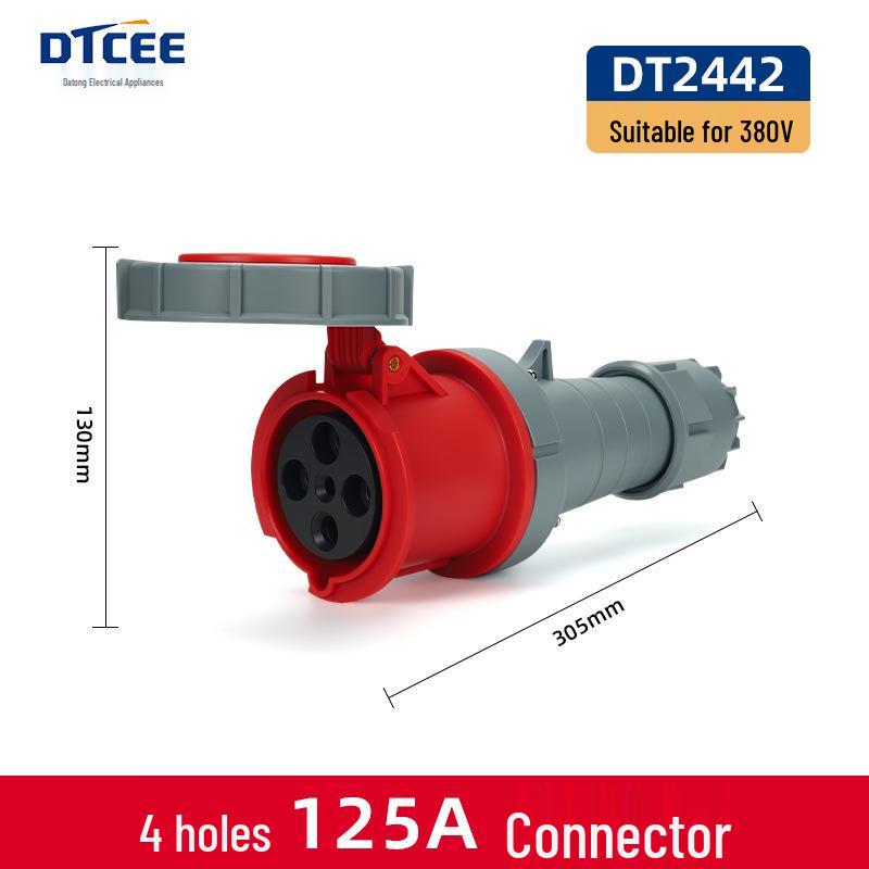 IP67 Three-Phase Industrial Plug Socket: 63A/125A, Waterproof, Aviation Plug, Male-Female, 3/4/5 Core.
