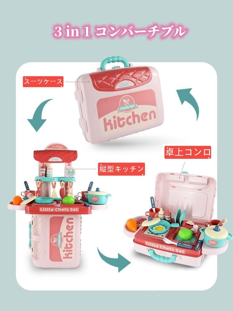 Playhouse Kitchen Compact with Cooking Utensils Girls Kitchen Toys Educational Toys Storage Assembly Type Mini Kitchen Kitchen Kindergarten Girls