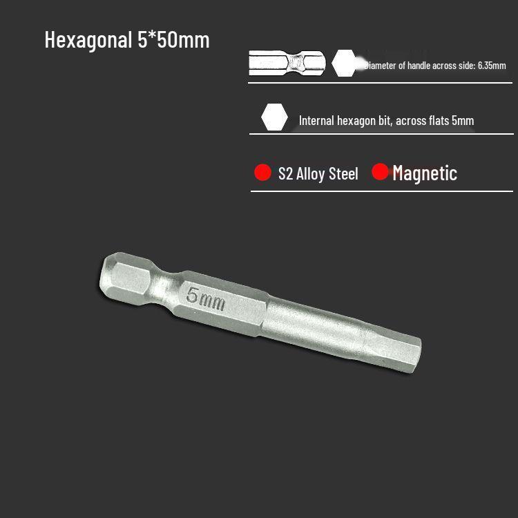 S2 Strong Magnetic Hex Socket Bit - High Strength, Shock Resistant for Hand Drills and Electric Screwdrivers