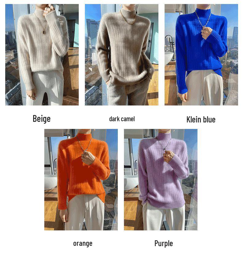 Women's Loose Fit Pure Wool Turtleneck Sweater