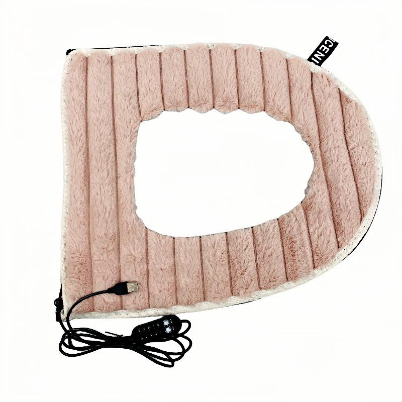 Housse de siège de toilette chauffante USB Universelle Douce Tapis de toilette Ménager Lavable Tapis de toilette Coussinets de siège de salle de bain Accessoires