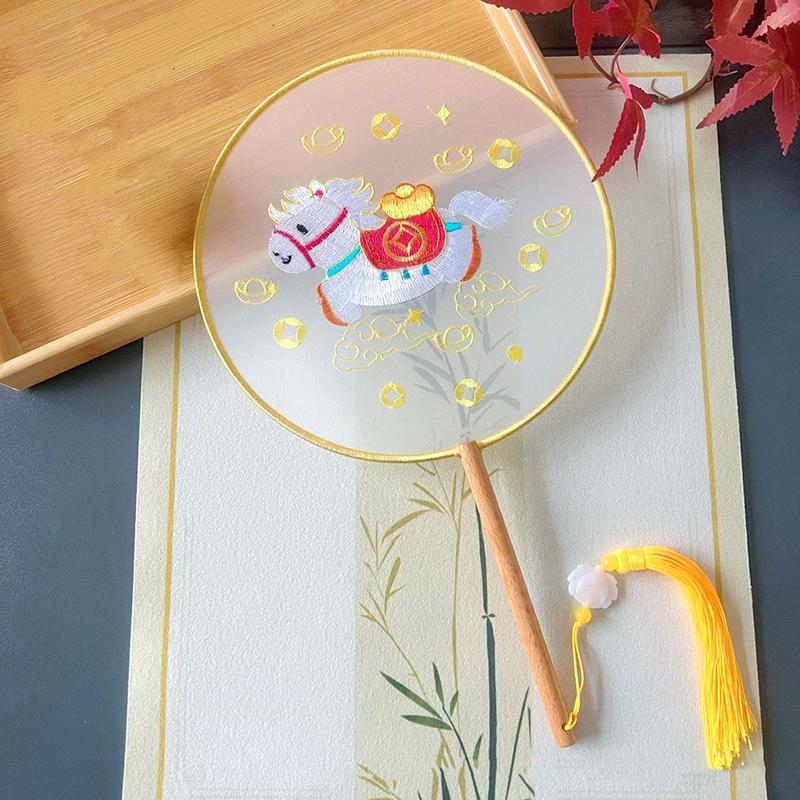 Vintage Doppelseitiger Fächer Blume Stickerei Handfächer Traditionelle Chinesische Kunst Handwerk Hanfu Tanzparty Zubehör Performance Requisiten