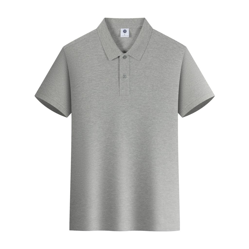 Summer Pure Cotton POLO Shirt Short-sleeved T-shirt Heavy Solid Color 220g Simple Lapel Top for Men and Women
