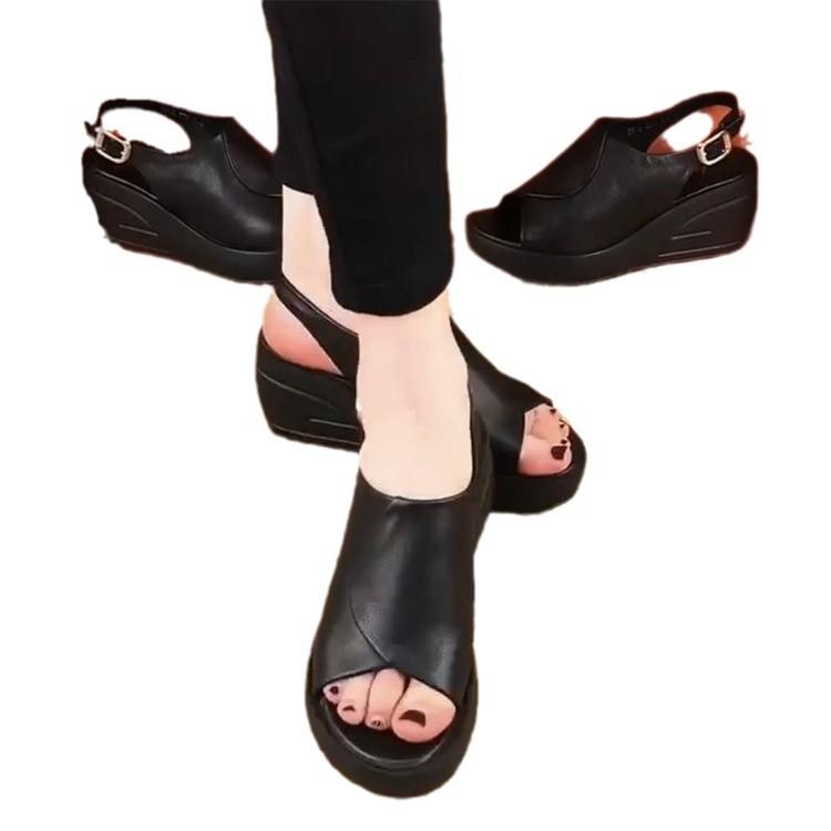 Fashion Sandals for women in summer 2025 new thick soled sponge cake fish mouth women's shoes height increasing heels