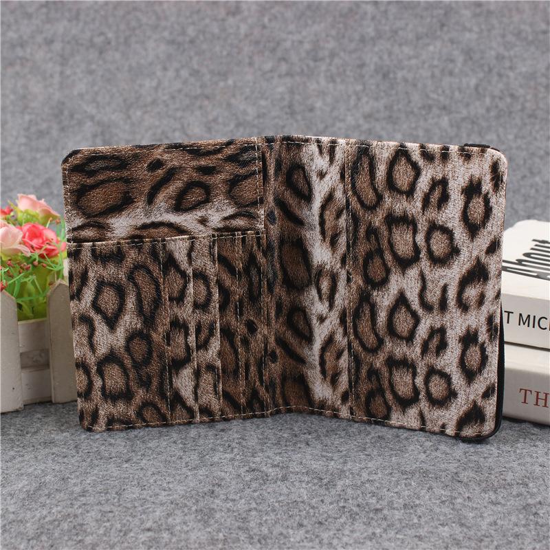 Leopard Print Passport Cover with Bandage Waterproof Passport Clip Built-in RFID Shielding To Protect Personal Information