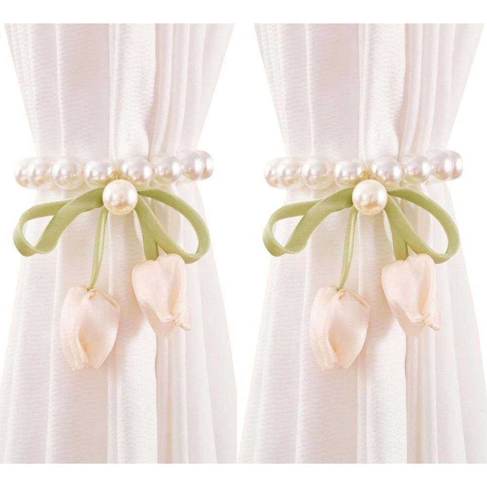 Romantic Flower Pearl Curtain Buckle Exquisite Tulip Curtain Straps Curtains Tie Rope  Office