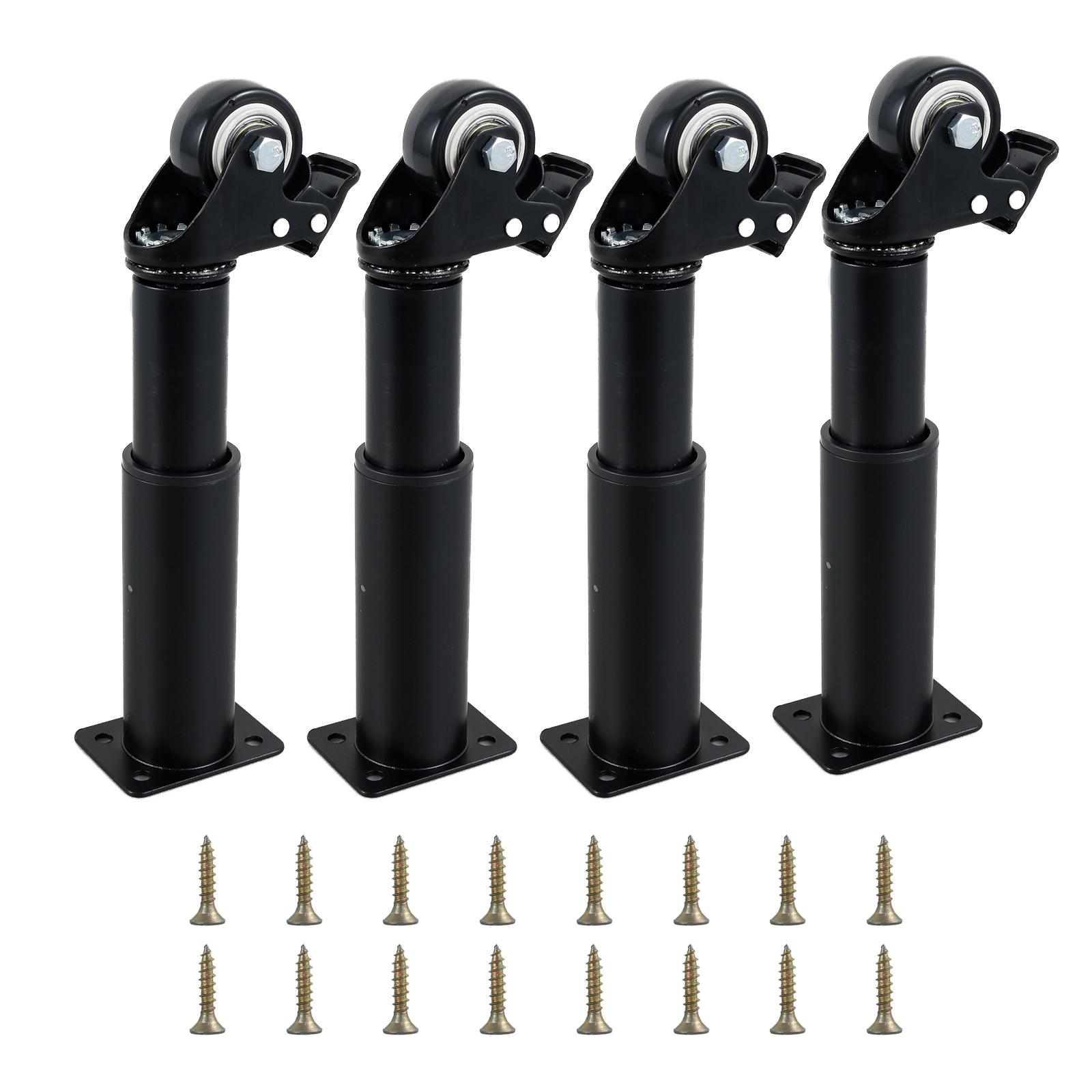 

4 шт. Мебельные ролики, регулируемая высота 7–10 дюймов, телескопические ножки для мебели, бесшумные поворотные на 360° ролики, съемные с тормозом