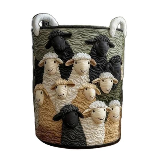 Quilted Laundry Basket Fabric Floral Storage Basket with Handles Boho Clothes Basket for Laundry Nursery Bedroom Garments Kids Toys