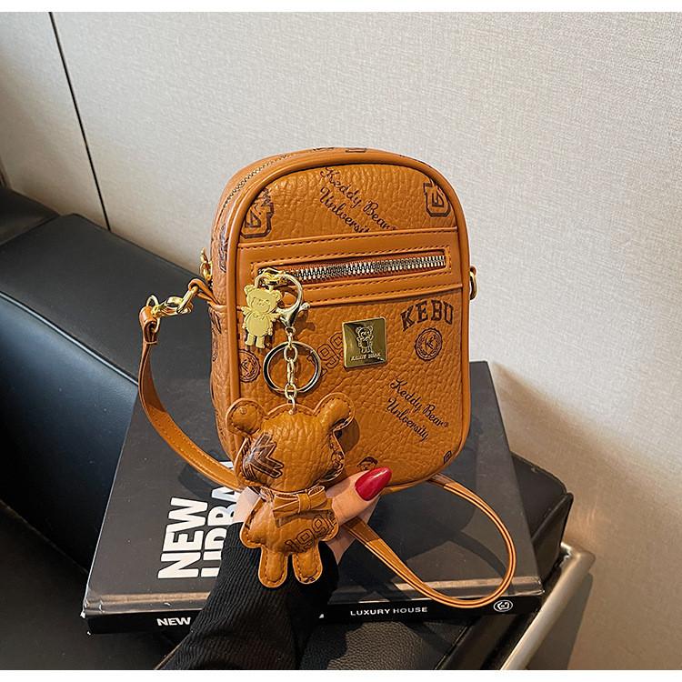 IELGY High-End Mini Vertical Mobile Phone Bag All-Match Bear Shoulder Messenger Bag