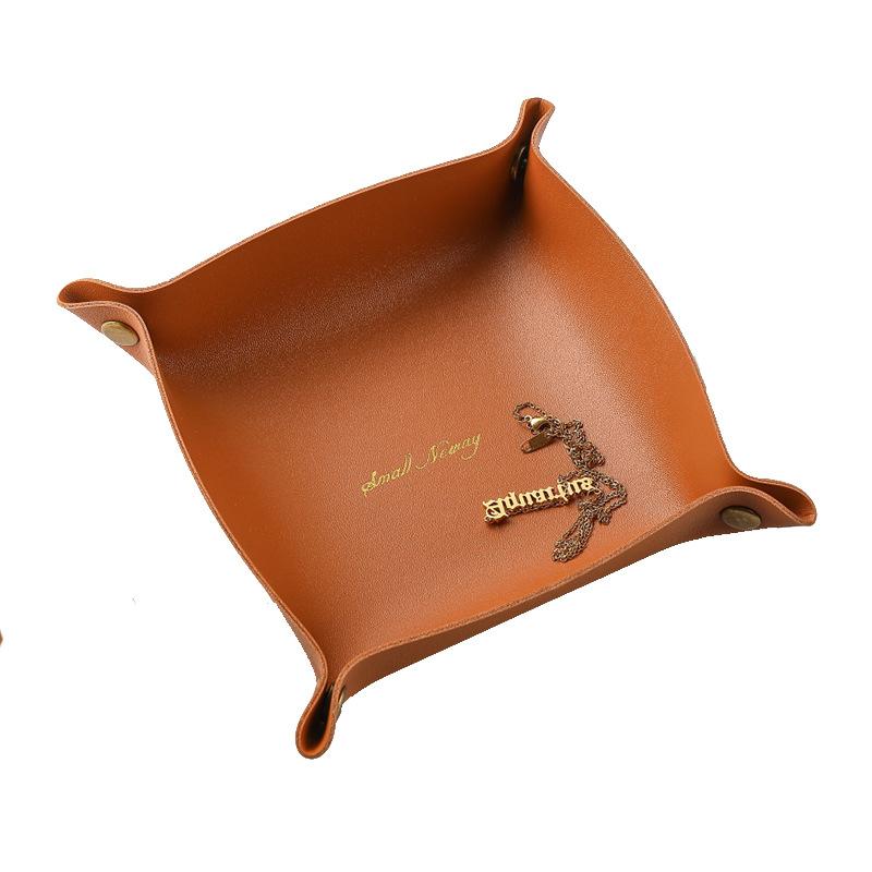 

Кожаный лоток для хранения в скандинавском стиле, настольный органайзер для ключей, ювелирных изделий, косметической коробки для хранения, складной органайзер, украшение дома коричневый