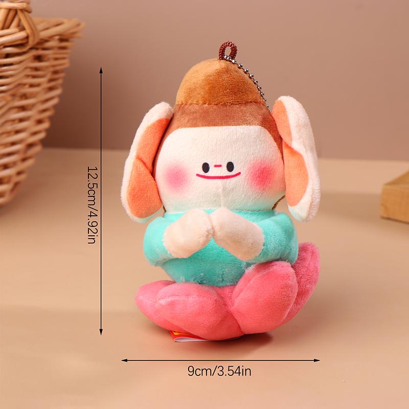 Creative Cartoon Buddha Plush Toy Soft Stuffed Doll Keyring Bag Pendant Cute Plush Dolls Keychain Car Key Decoration