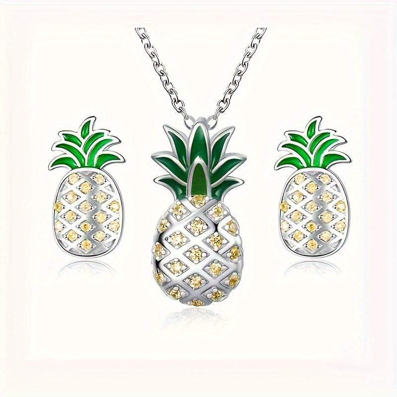 Meier Pineapple fruit necklace, earrings, and jewelry set - perfect christmas party or birthday gift for girls