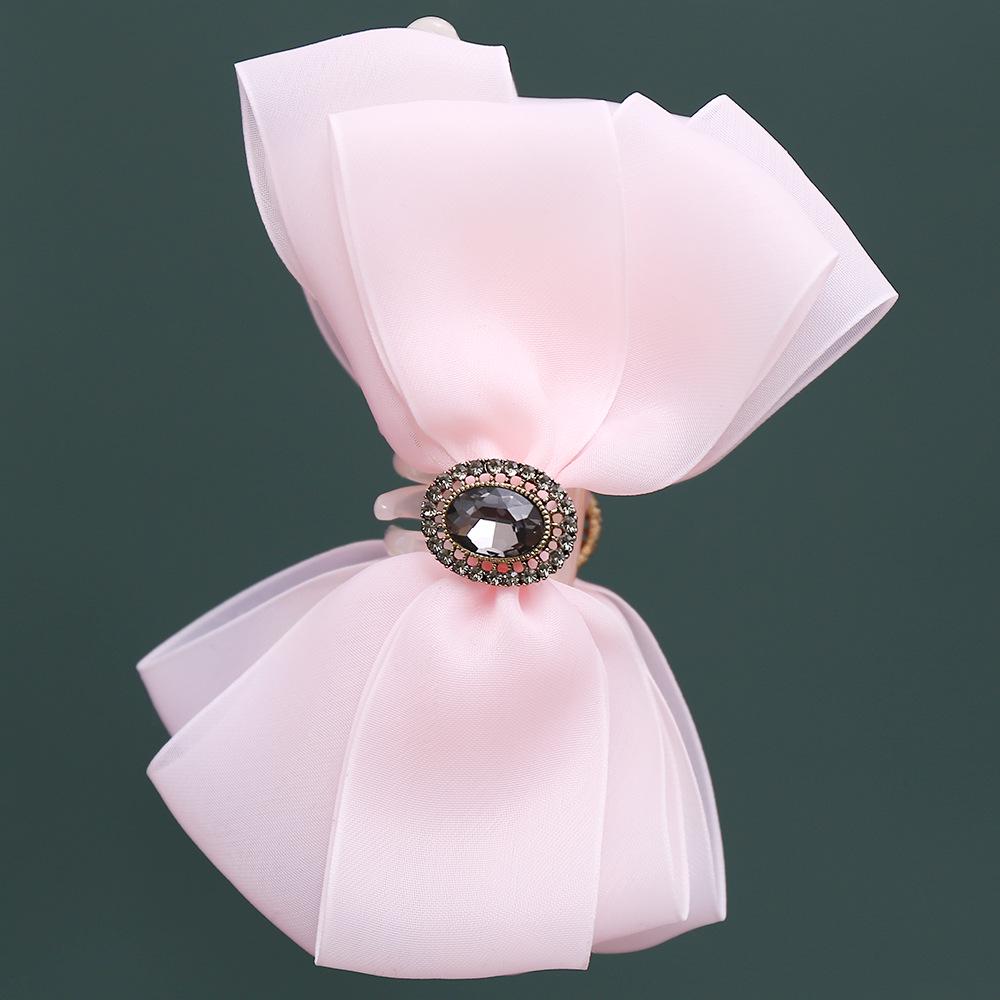 Gauze Bow Rhinestone Banana Hair Clip for Ponytail