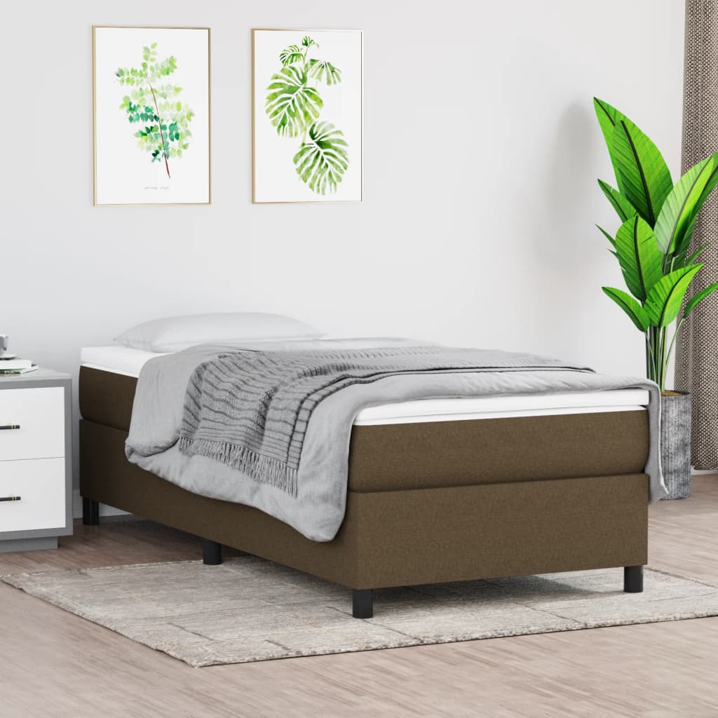 Box Spring Bed Frame Dark Brown 80 x 200 cm Fabric