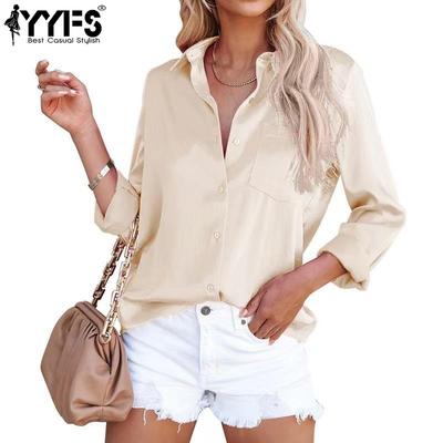 Women's Fashion Casual Spring Autumn Solid Color Print Long Sleeve POLO Neck Blouses & Shirts