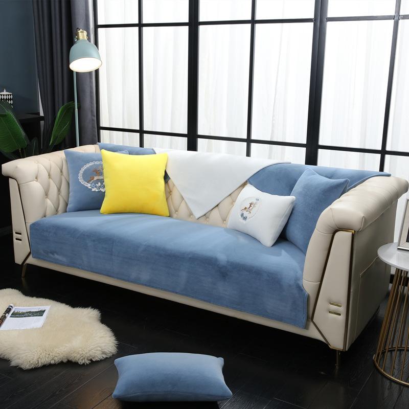 Sofa Cushion Plush Winter Leather Sofa Cushion Non-Slip Thickened Fur Simple Modern Cover Cloth