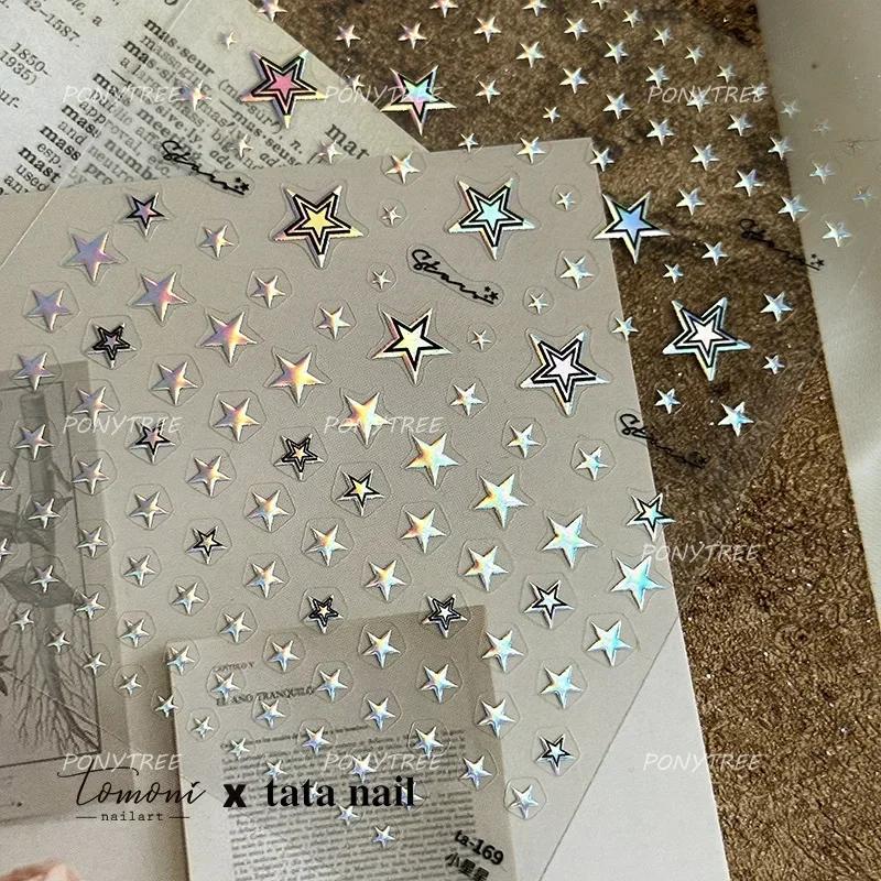 Retro Gold Silver Star Sun Moon Flower Gothic Love Geometric Shapes Starburst Nail Art Stickers Manicure Decals Decoration