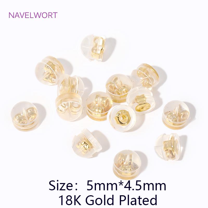 

50Pcs 18K Gold Plated Rubber Ear Back Stoppers Hamburger Earring Back Stoppers,For Jewelry Making DIY Earring Making Accessories 10 pieces