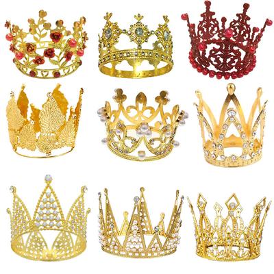Children's Birthday Crown Tiara Baroque Alloy Ornament Full Circle Crown Cake Decoration