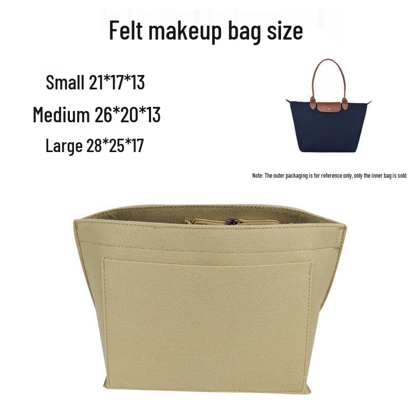 Large Capacity Thickened Felt Cosmetic Bag with Compartments - Customizable Medium Size Dumpling Bag