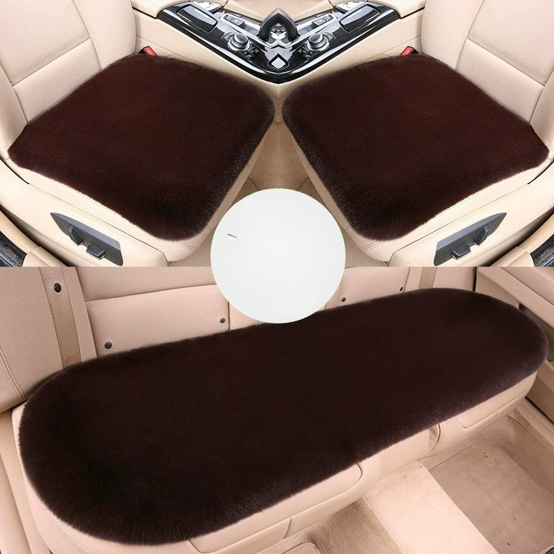 Coussin de siège auto trois pièces en fourrure de lapin d'hiver, coussin de siège auto en fausse fourrure sans dossier, coussin unique