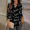Women's Loose 7,inch Sleeve Top with Heart Print