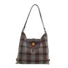 Fashionforward Plaid Tote Bag For Women In Coffee Blue And Yellow With Structure Soft
