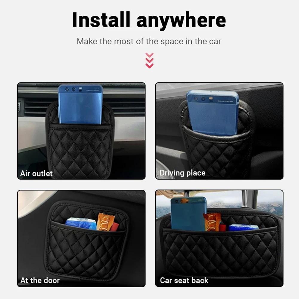 Auto-Klebstoff-Organizer, Taschen, Aufbewahrungsbox, Sammeltasche für Karten, Telefon, Schlüssel, klebrige Tasche, Auto-Innenraum, universell