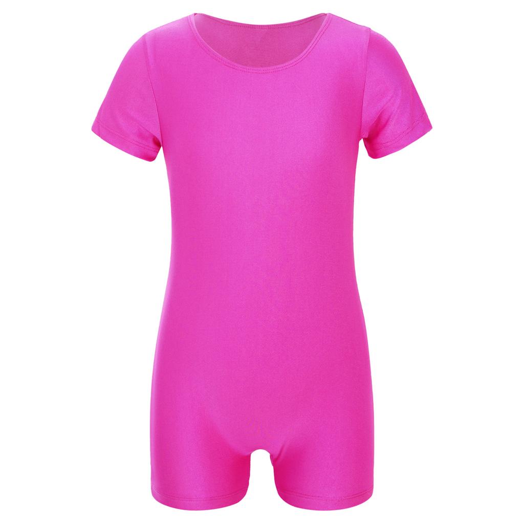 Kinder Jungen Mädchen Kurzarm Einfarbig Dehnbar Ballett Tanz Gymnastik Trikot Overall Unitard