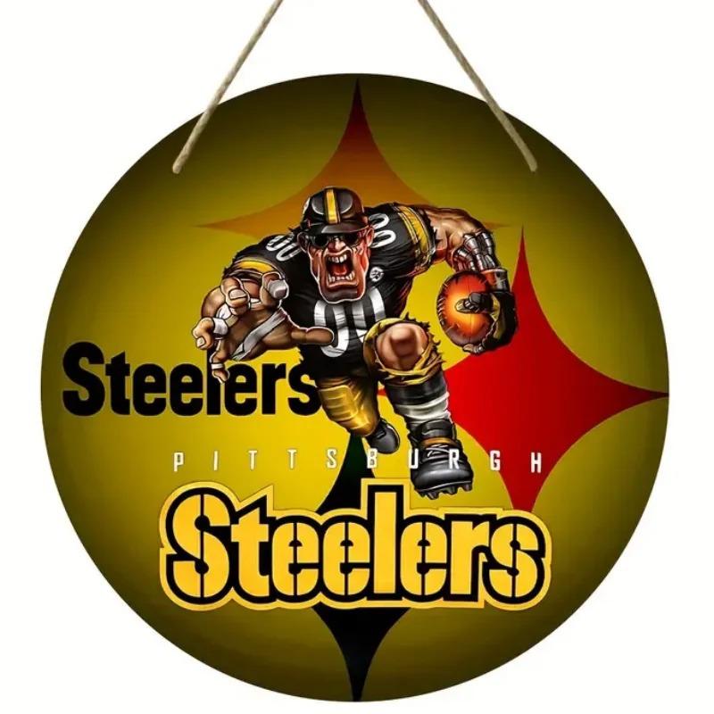 American Football Round Wooden Sign, home Room Holiday Festivals Front Sence Door Wall Hangng Art Sign Decor, Gift for Rugby Fans