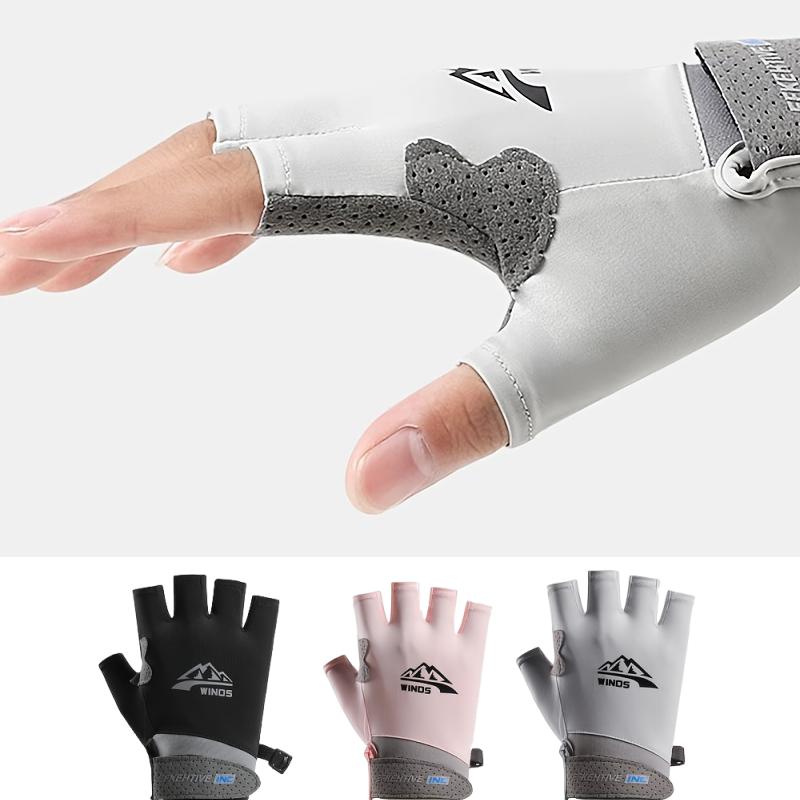 Guantes de Ciclismo de Verano Transpirables Protección UV Medio Dedo Guantes de Pesca para Hombres Mujeres, Deportes al Aire Libre Montar Conducir Guantes Solares
