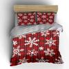 Red Plaid Snowflake Pattern Bedding Duvet Cover Set Duvet Cover Pillowcases  (1*Duvet Cover 2*Pillowcases, without duvet insert)