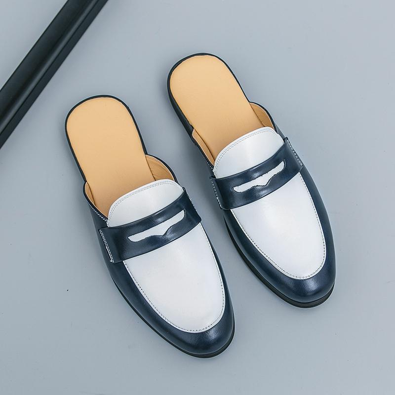 Casual Men's half slippers Fashionable British design styles Daily street walking trend party Adult Breathable plus size shoes