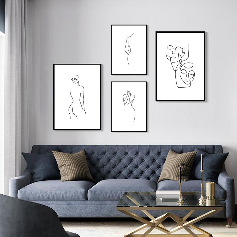 Nordic Style Love Body Quote Poster Minimalist Wall Art Pictures Girl Home Decorative Canvas Painting Abstract Line Room Decor