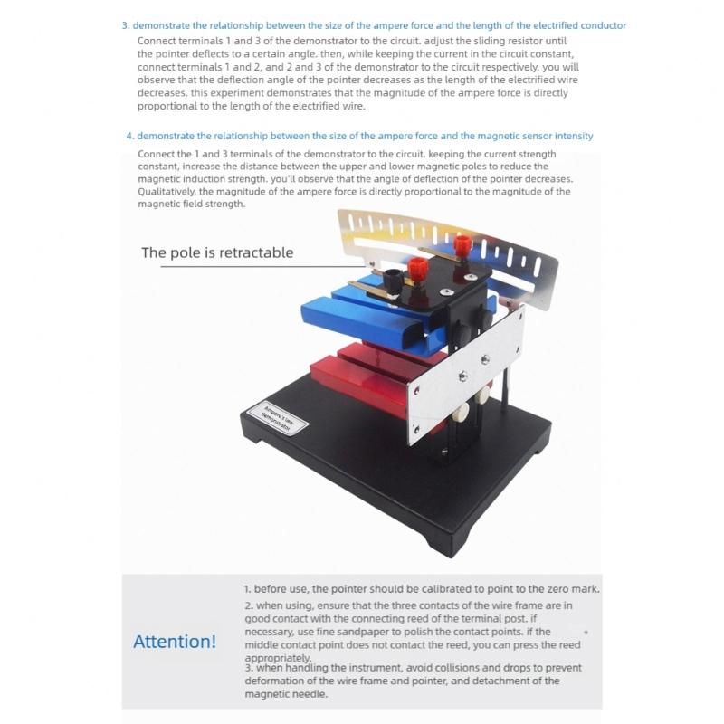 Physics Teaching Device for Demonstrating Force On Electric Current In Magnetic Field for Quick Setups and Longevity
