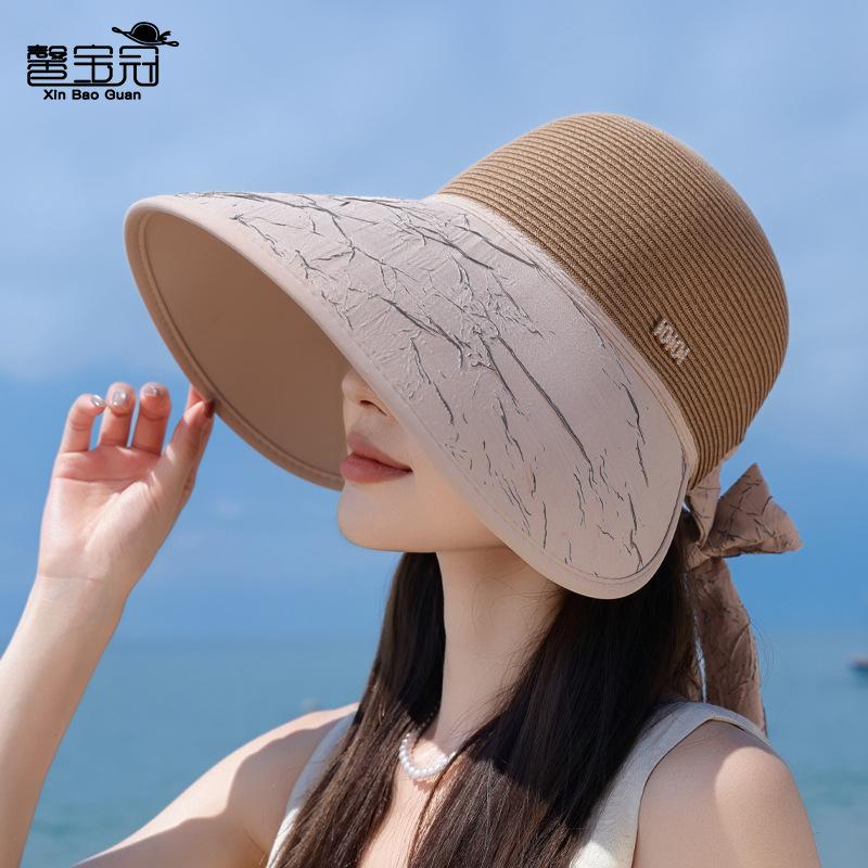 Summer Outdoor Sun Protection Hat Children Versatile Fashion Bow Straw Hat Beach Seaside Vacation Big Brim Sun Hat