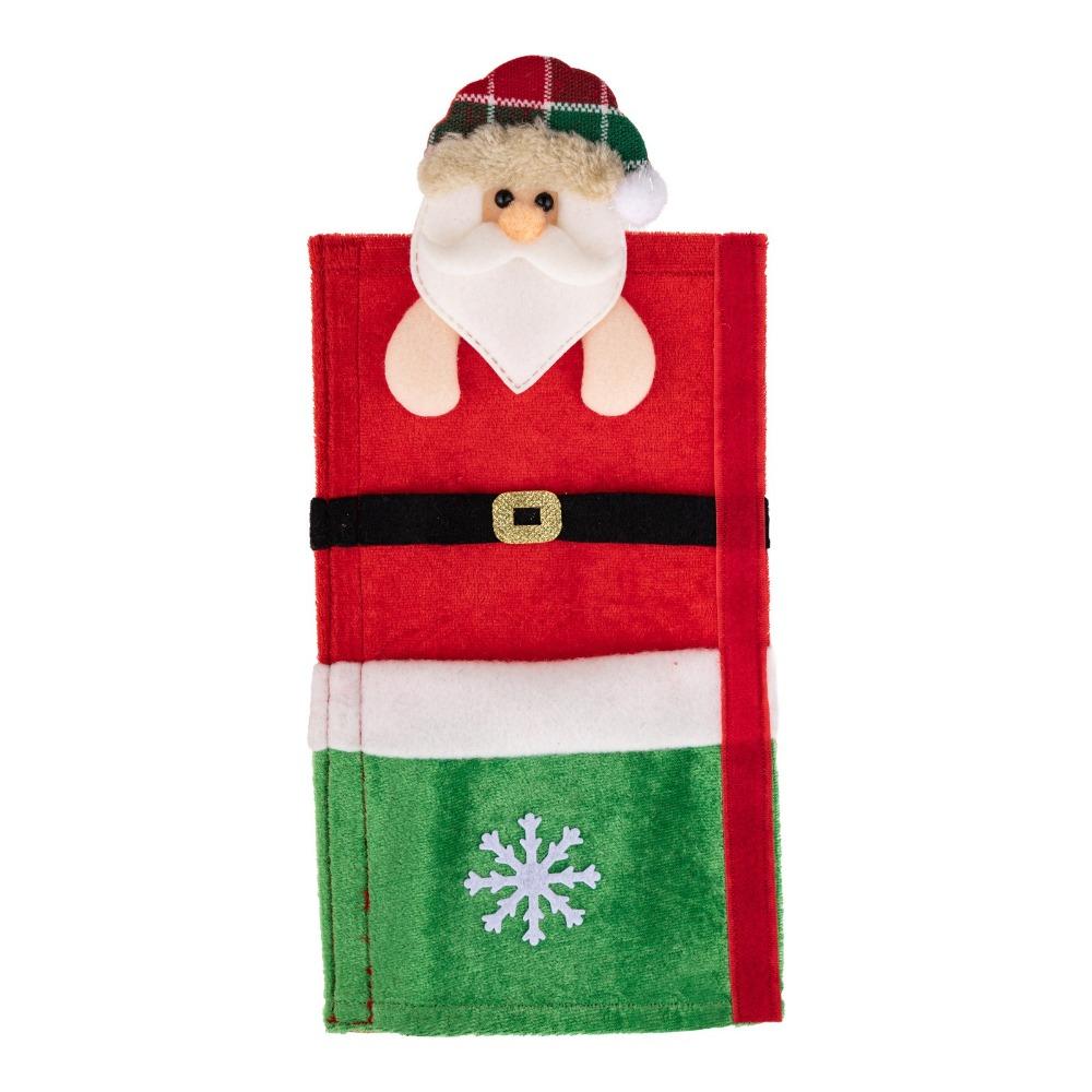 Christmas Theme Christmas Fridge Handle Covers Santa Snowman Reindeer Anti-Static Refrigerator Door Handle Protector Detachable