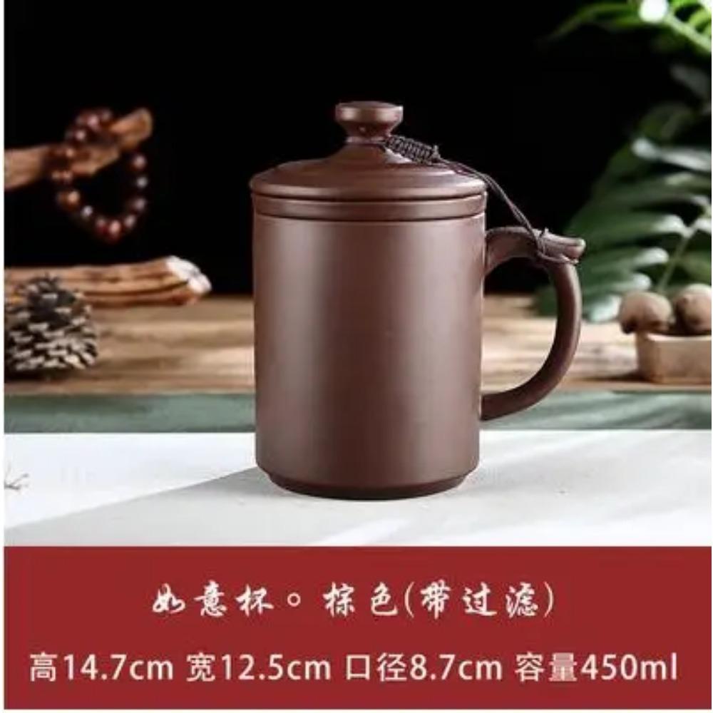 Yixing-Men's Large Capacity Purple Sand Tea Cup with Cover, Tea Set, Office, Ceramic, Household, Personal Water Cup, Handmade