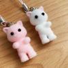 Flocking Cat Pendant Keychain Bows Shaped Key Chain Bowknot Keyring Jewelry Camera Bag Decorations Handmade Gift